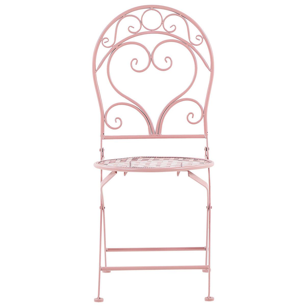 GARTENSTUHL 2er-SET Metall rosa zusammenklappbar Albinia - Pink, Metall (42/94/55cm) - Beliani