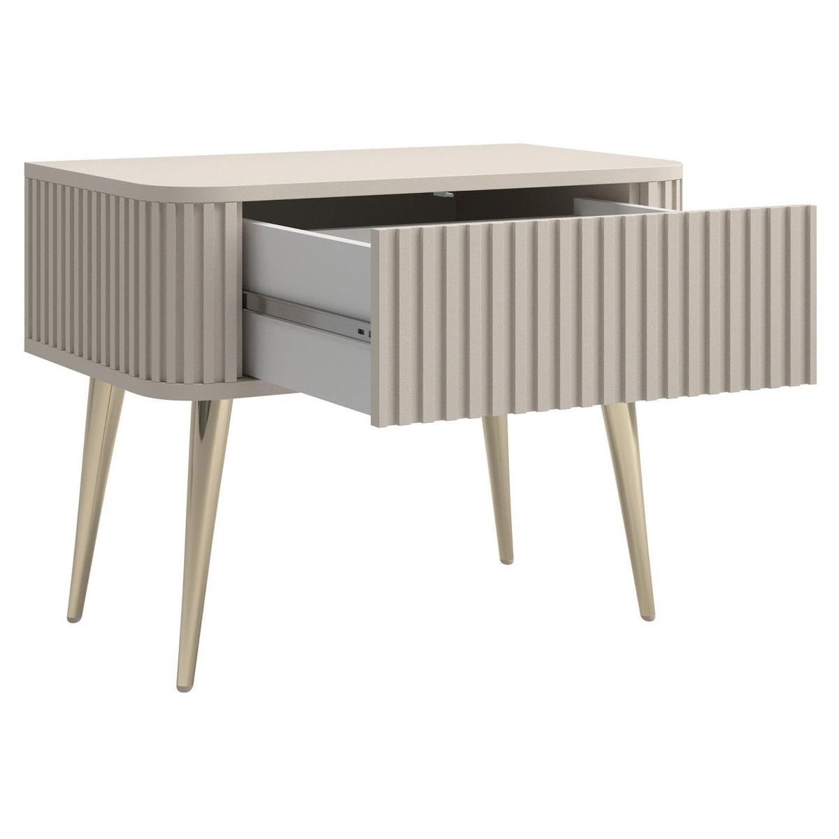 NACHTTISCH Ovarlo Greige 63 cm - Taupe/Goldfarben, Holzwerkstoff/Metall (63.2/49.2/38cm) - Selsey