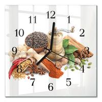 WANDUHR aus Glas 30x30 cm - Gewürze - Multicolor, Glas (30/30/0.4cm) - TULUP