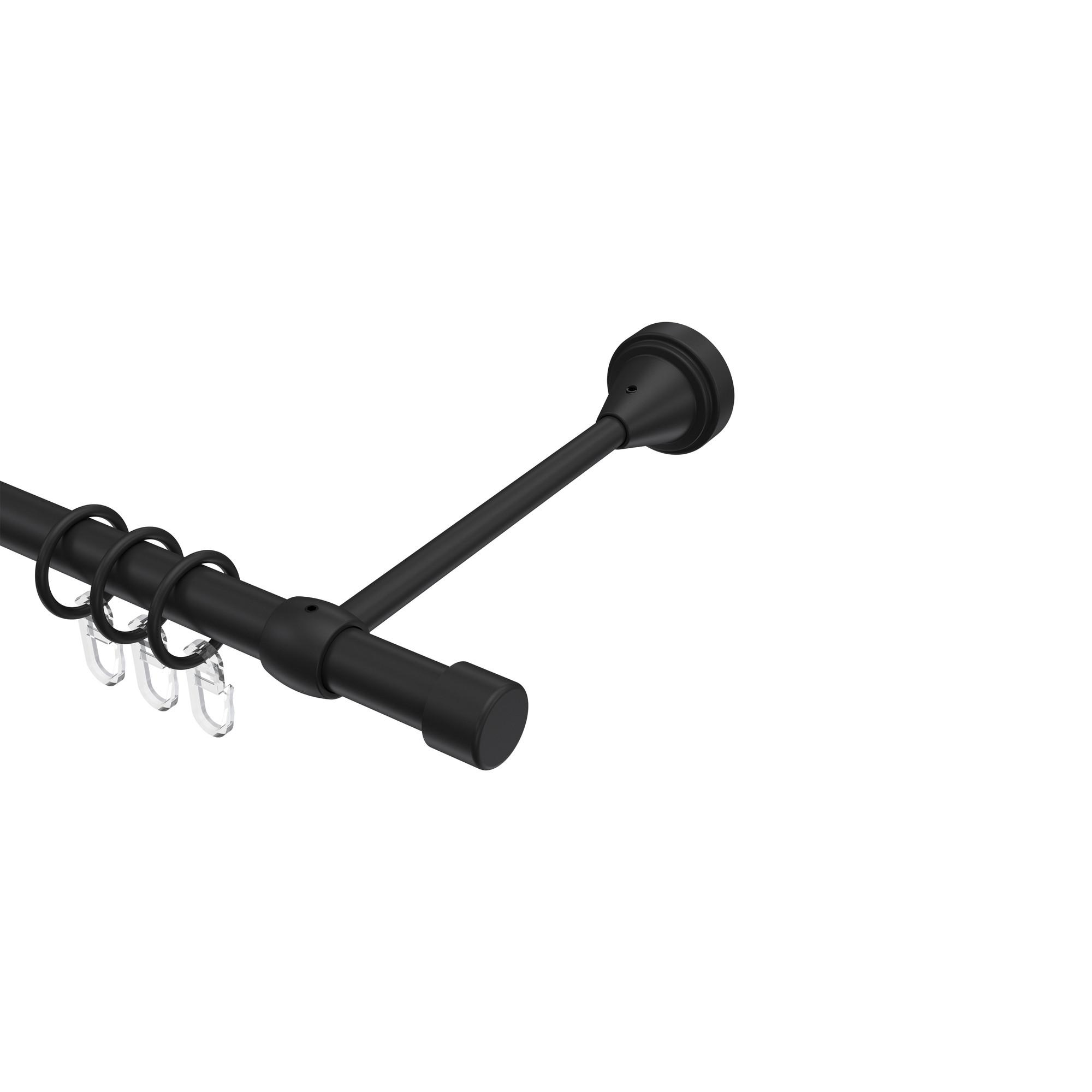 GARDINENSTANGE Primus Lucan 360 cm (geteilt in 2 x 180 cm), 1-läufig, 16 mm Ø Schwarz - Schwarz, Metall (360cm) - INTERDECO