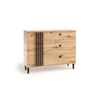 KOMMODE ARTIANO 120/92,5/40cm mit 3 Schubladen 1 Türen Eiche Artisan - Eiche Artisan, Holzwerkstoff (120/92.5/40cm) - MASSENO