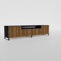 LOWBOARD LIVO 200/41/40 cm, Stand-TV-Schrank Schwarz / Eichefarben - Eichefarben/Schwarz, Holzwerkstoff (200/41/40cm) - MASSENO