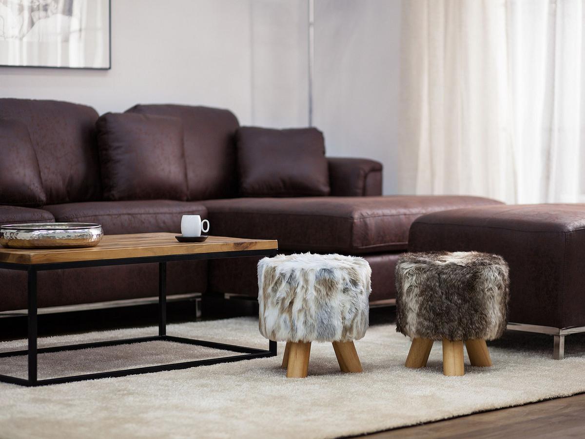 HOCKER Topeka 33/33/35 cm - Braun, Kunststoff/Textil (33/35/33cm) - Beliani
