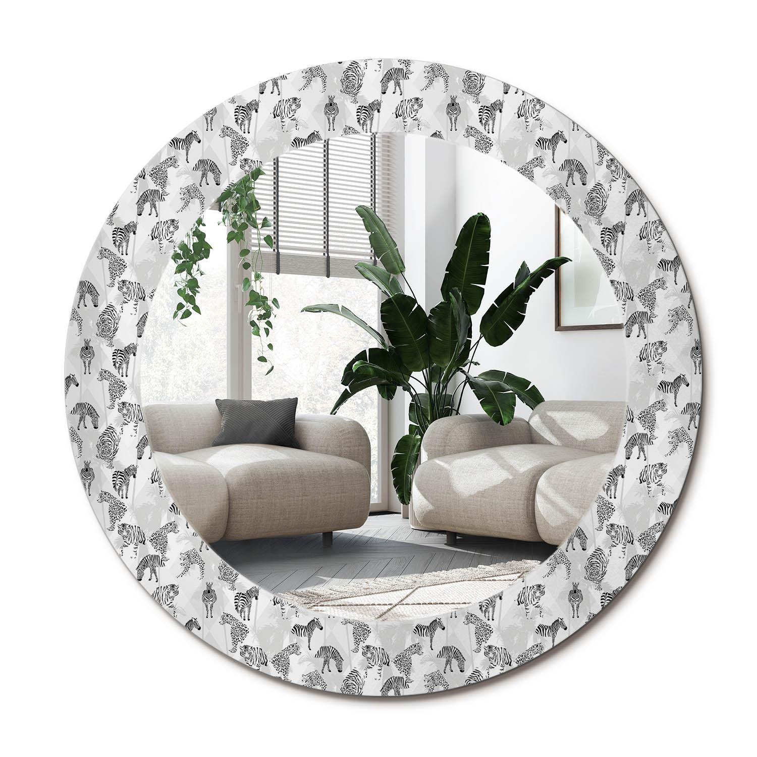 SPIEGEL Rund Ø 60 cm mit Aufdruck - Schwarz, Glas (60/60/0.4cm) - Wallfluent
