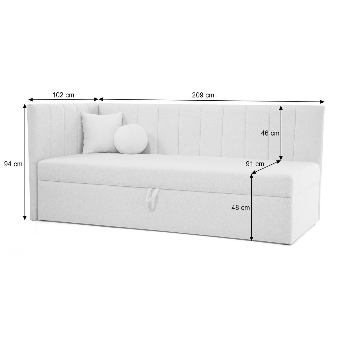 SCHLAFSOFA Rafi, Eckbett mit Bettkasten, 90x200 cm, Beige - Beige, Textil (209/94/102cm) - Beautysofa