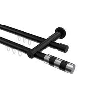 GARDINENSTANGE INNENLAUF Platon Mavell 400 cm (geteilt in 2 x 200 cm), 2-läufig, 20 mm Ø Schwarz - Chromfarben/Schwarz, Metall (400cm) - INTERDECO