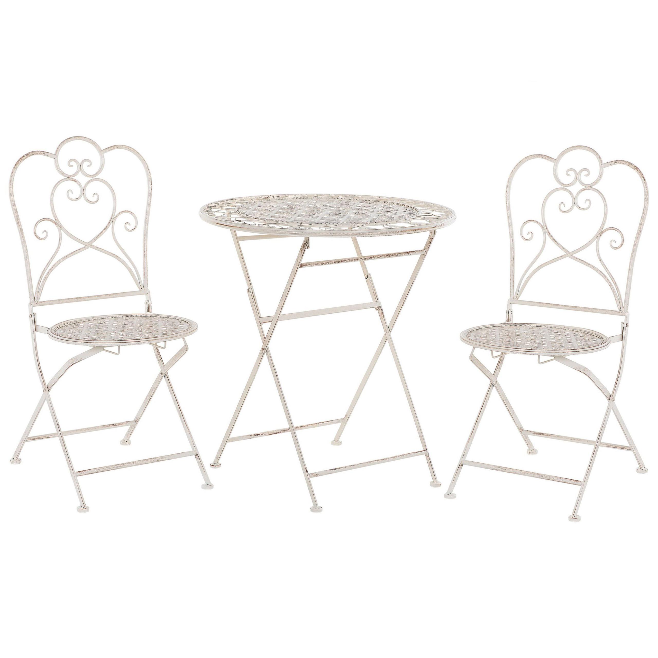 BALKONSET 2-Sitzer Klapptisch Metall beige Trieste - Beige, Metall - Beliani