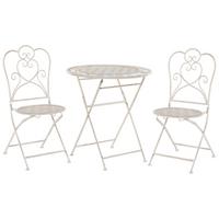 BALKONSET 2-Sitzer Klapptisch Metall beige Trieste - Beige, Metall - Beliani