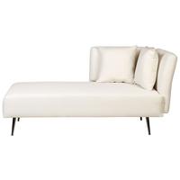 CHAISELONGUE cremeweiß rechtsseitig Riom - Schwarz/Weiß, Textil (156/75/77cm) - Beliani