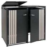 2ER-MÜLLTONNENVERKLEIDUNG Anthrazit, Hellbraun - Hellbraun/Anthrazit, Metall (132/122/84cm) - MCW