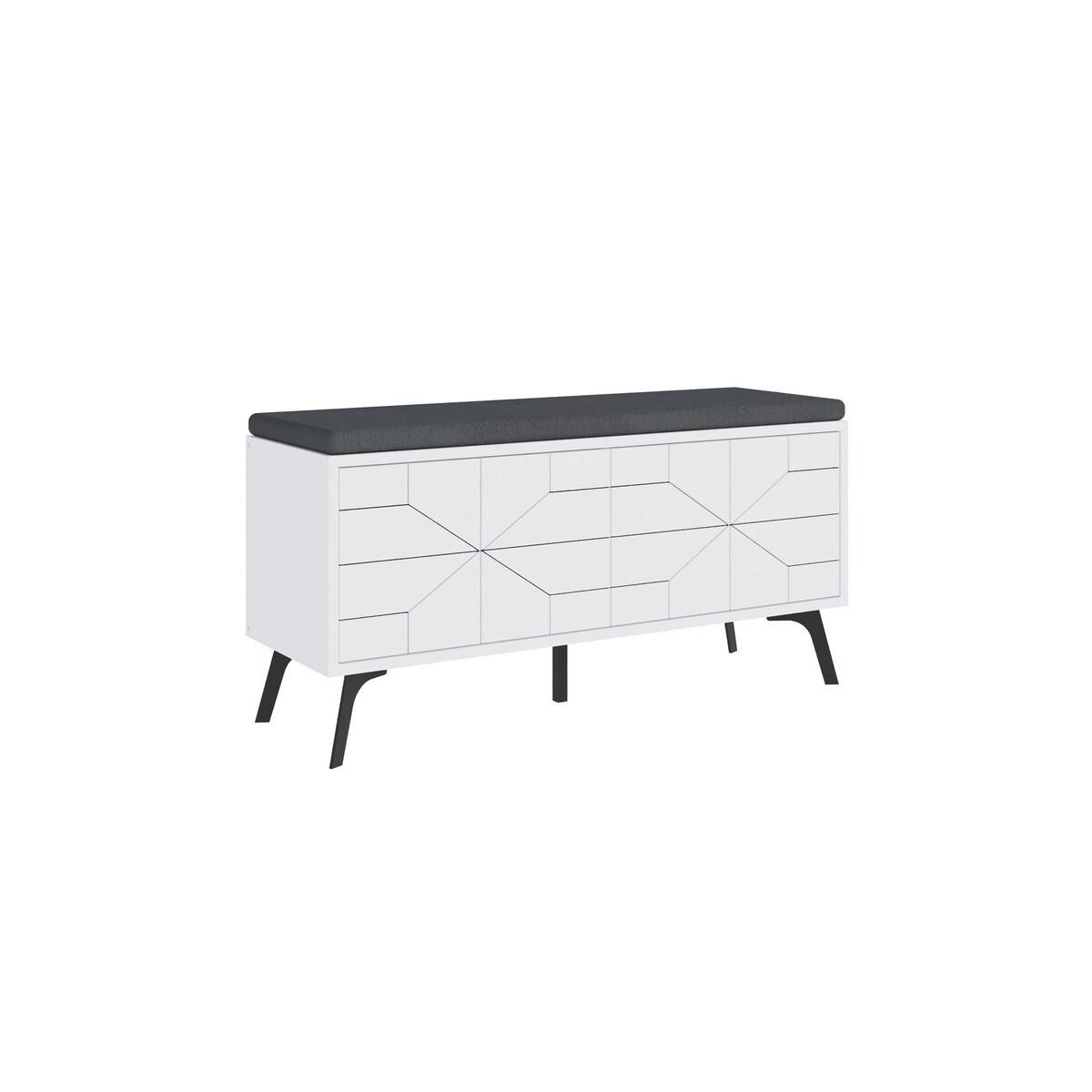 SCHUHSCHRANK 4 Türen - Dune bench - 107/35/55 cm - Weiß, Holzwerkstoff (35/55/120.6cm) - Calicosy
