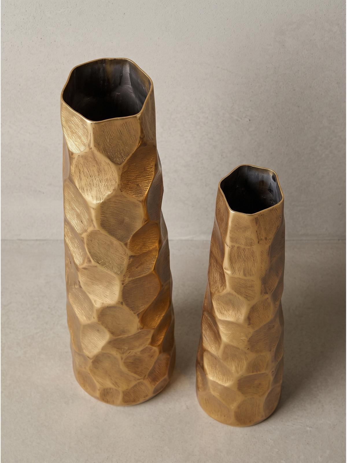 VASEN 2er-Set CASTELSARDO, Aluminium, Gold, Ø 15 x 48,5 cm - Goldfarben, Metall (48.5cm) - KADIMA DESIGN