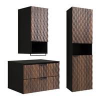 WASCHTISCHUNTERSCHRANK 63cm Nevia 2er-Set Holz und Schwarz - Schwarz, Holzwerkstoff (63/40/48cm) - Petits-meubles