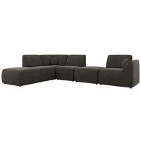 ECKSOFA NOARA 6M L Dunkelgrau Velvet - Links - Dunkelgrau/Schwarz, Kunststoff/Textil (244/355cm) - MKS