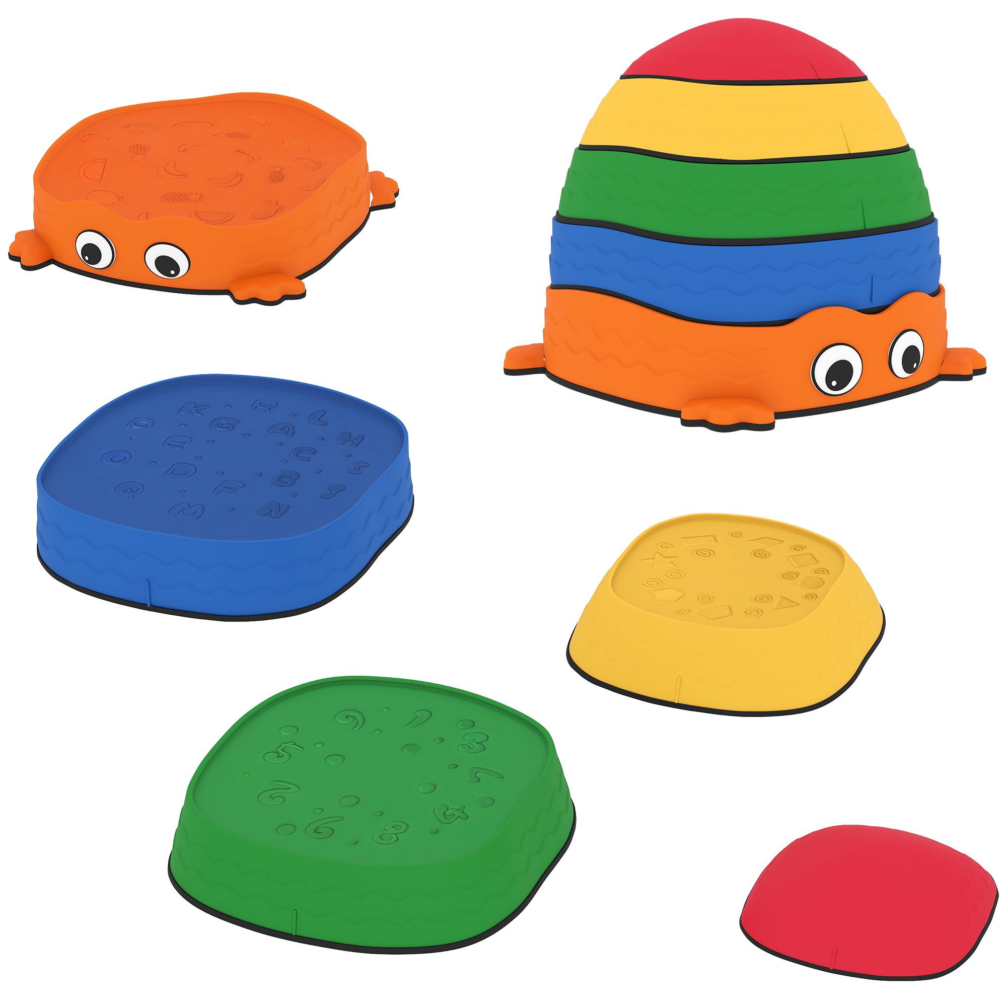 BALANCIERSTEINE für Kinder, Rutschfest Trittsteine zum Balancieren & Stapeln - Multicolor, Kunststoff (33.5/28/33.5cm) - AIYAPLAY