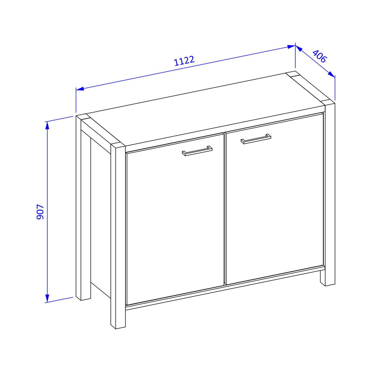KOMMODE ATTIVO 112/91/41 cm mit 2 Türen Eichefarben - Eichefarben, Holzwerkstoff (112/91/41cm) - MASSENO