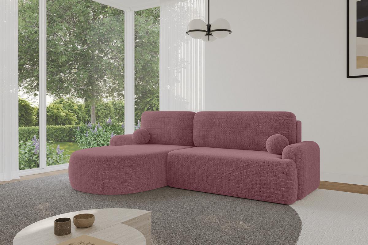 ECKSOFA mit Schlaffunktion und Bettkasten LIRA-L - 264x172x89 Altrosa - Altrosa, Holzwerkstoff/Textil (264/172cm) - ALTDECOR