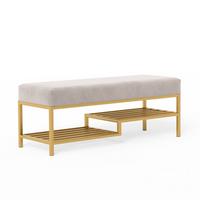 POLSTERBANK STEP 100 cm Gold / Creme ,Metallgestell - Creme, Textil/Metall (100/45/35cm) - Idohome