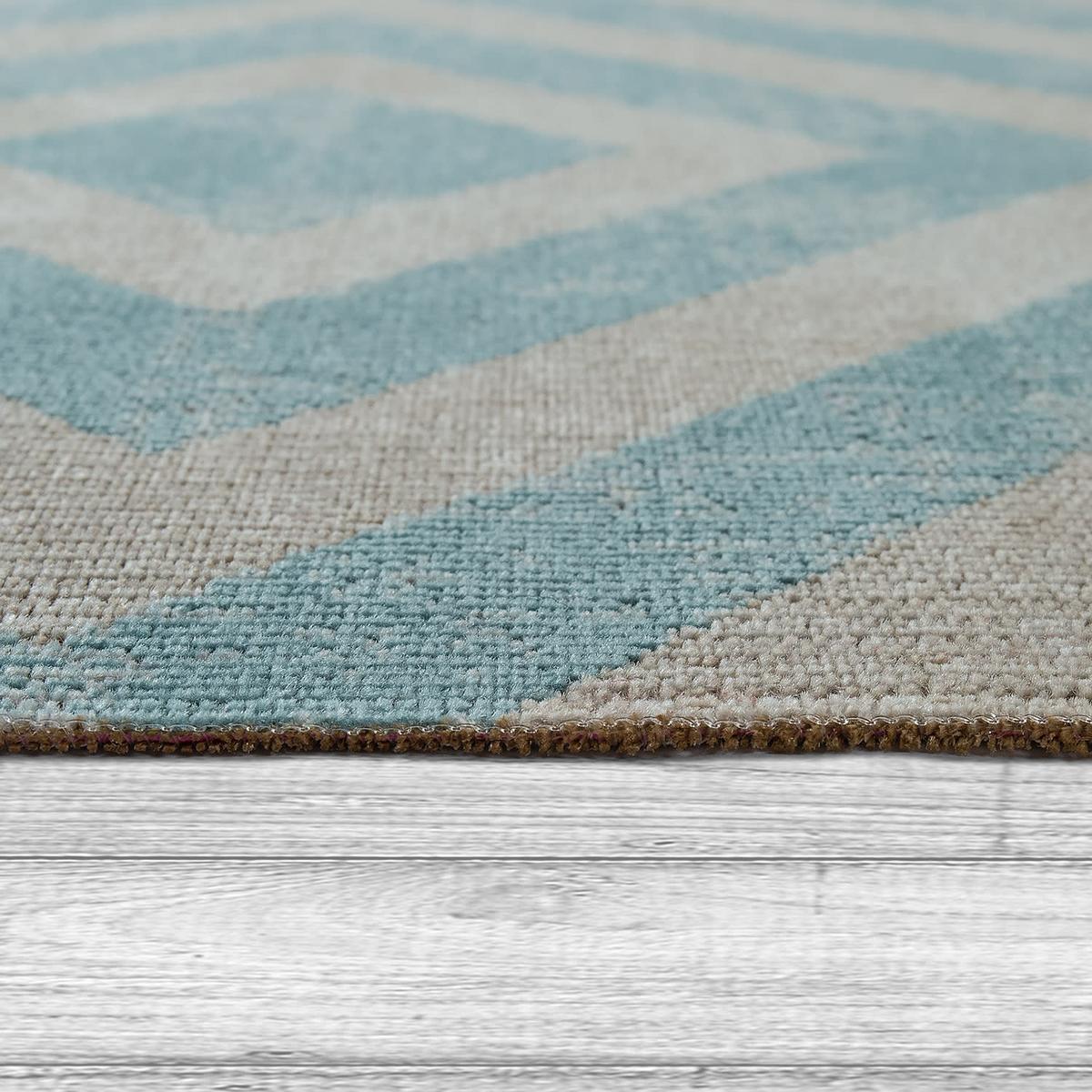 FLACHWEBTEPPICH, mit Rautenmuster, Blau, 60 x 100 cm - Blau, Textil (100/60cm) - KADIMA DESIGN