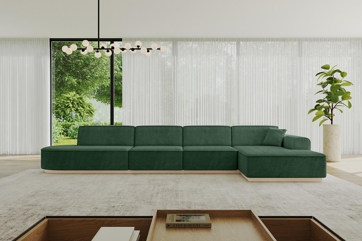 ECKSOFA Ottomane Rechts IREA-L3 - 412x165x80 cm Grün - Currygelb, Holzwerkstoff/Textil (412/165cm) - ALTDECOR