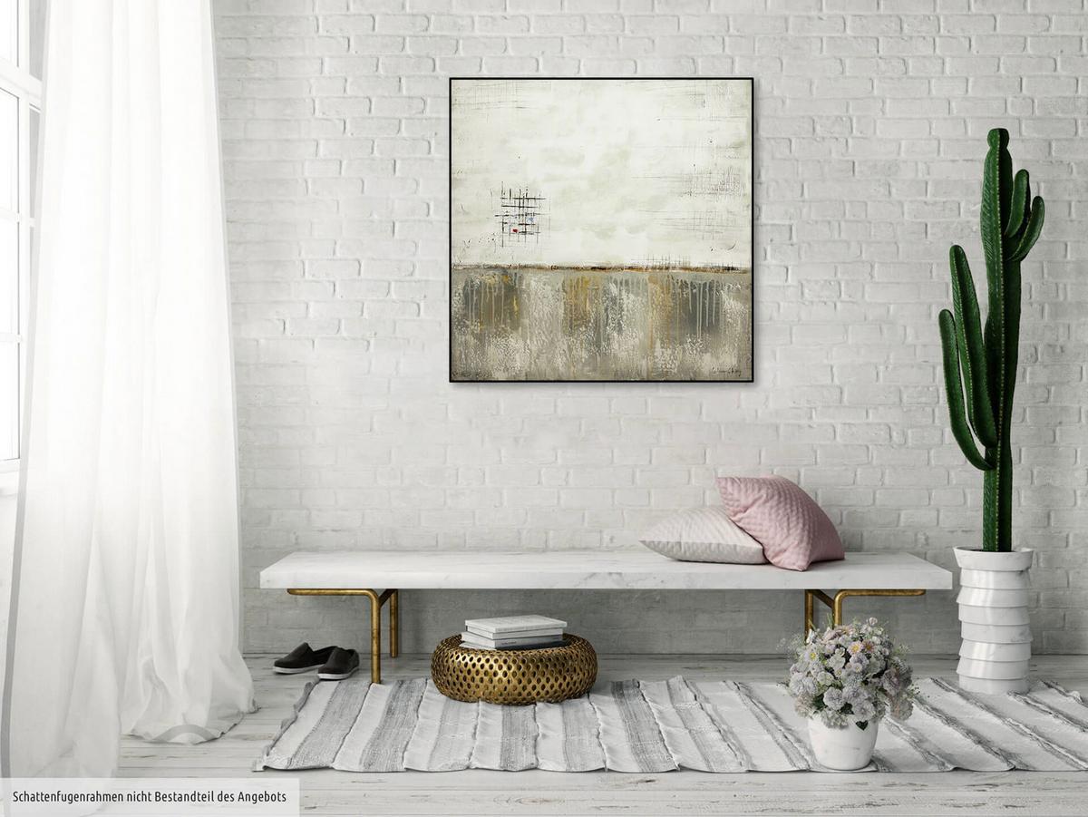 ACRYLBILD HANDGEMALT 80/80 cm - Beige/Grau, Holz/Textil (80/80cm) - KUNSTLOFT