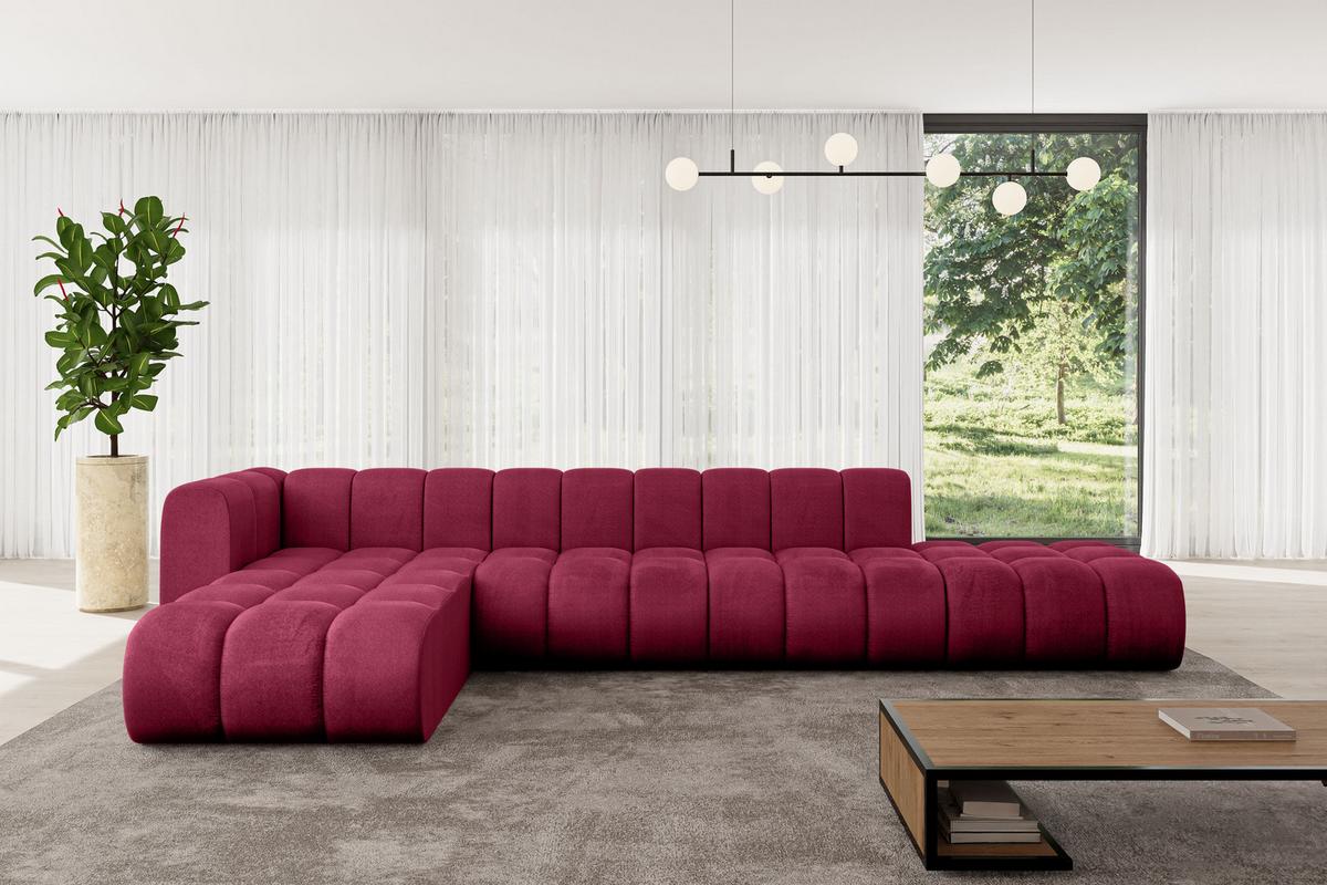 ECKSOFA modulares Sofa Zuvon-L2 - 387x177x70 cm Bordeauxrot - Bordeaux, Holzwerkstoff/Textil (387/177cm) - ALTDECOR