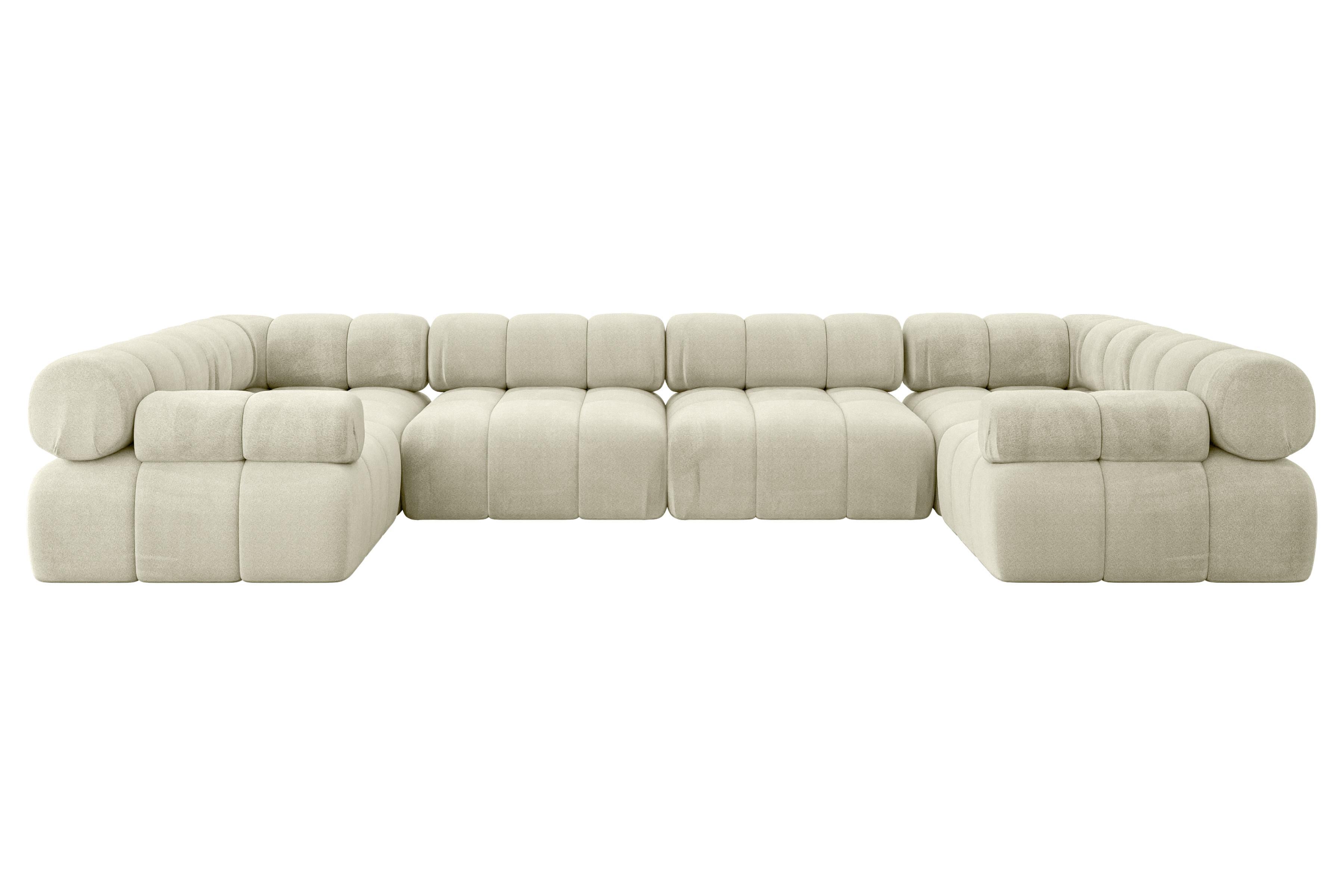 WOHNLANDSCHAFT modulares Sofa Birno-U2 - 380x190x70 cm Beige Velours - Beige, Holzwerkstoff/Textil (380/70/190cm) - ALTDECOR