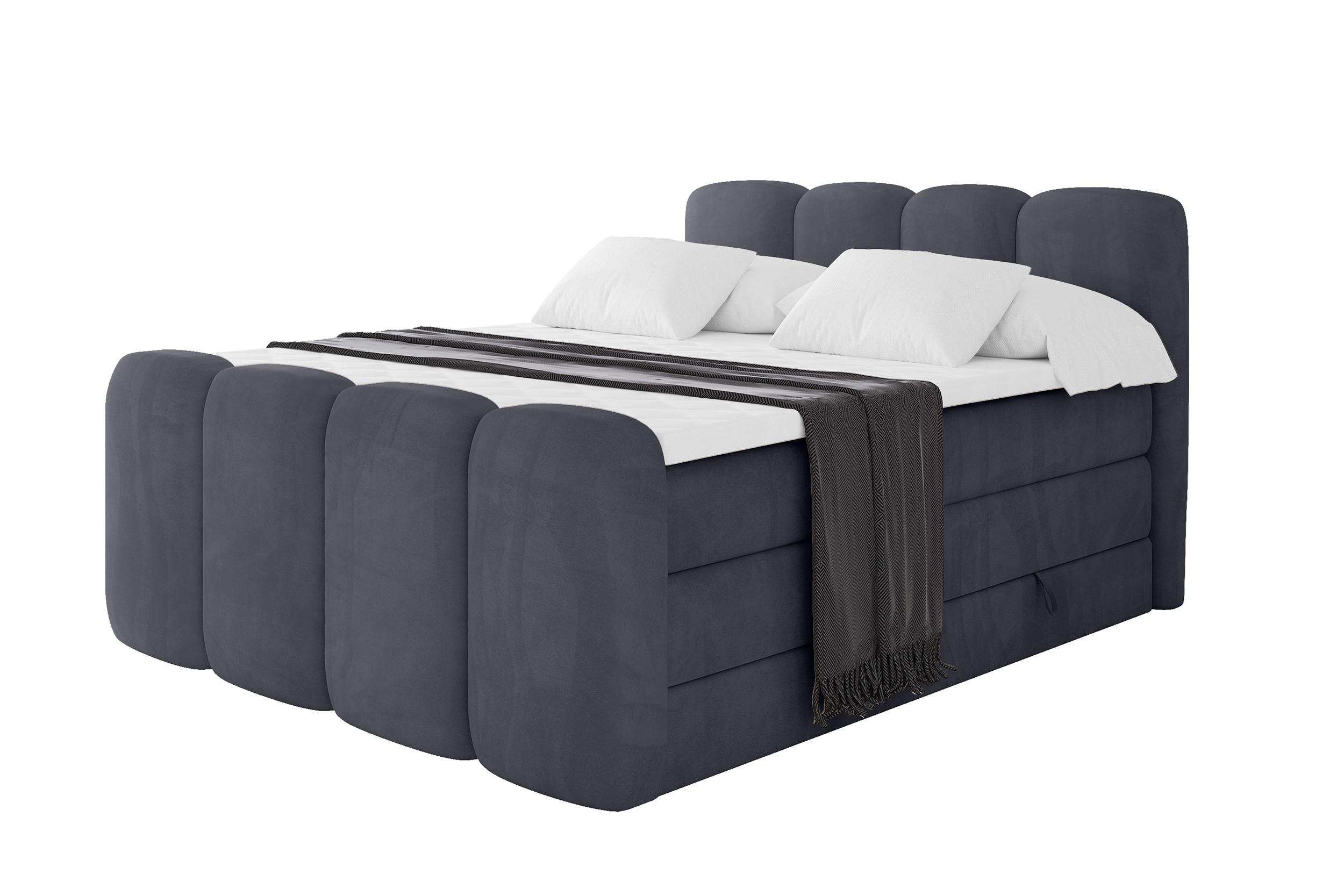 BOXBETT mit Matratze H3|H4 und Lattenrost - NINA-Z KING - 200x200 cm Casablanca - Dunkelgrau - Dunkelgrau, Holzwerkstoff (200/200cm) - ALTDECOR