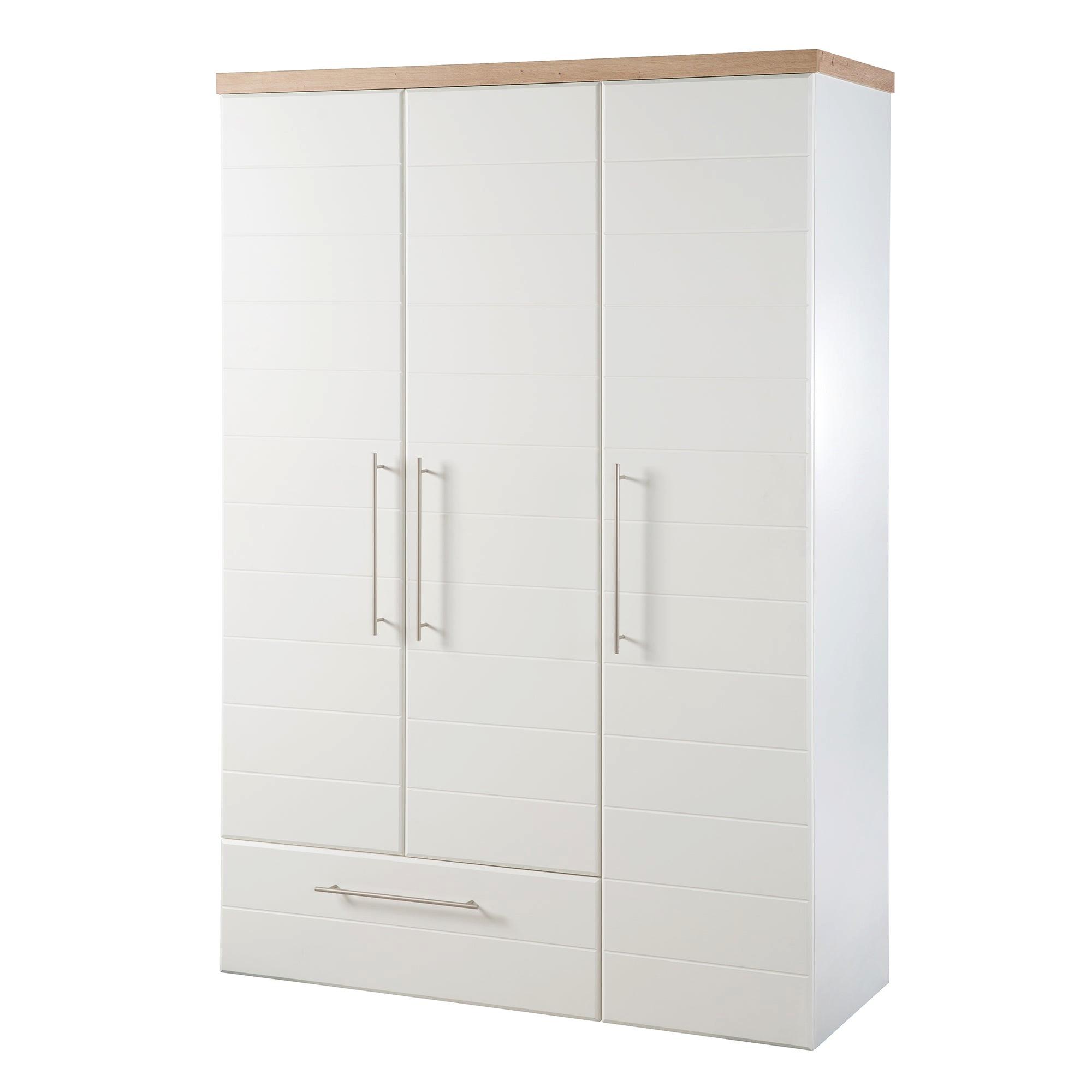 KLEIDERSCHRANK Nele - Weiß, Holzwerkstoff/Metall (136/195/51.5cm) - Roba