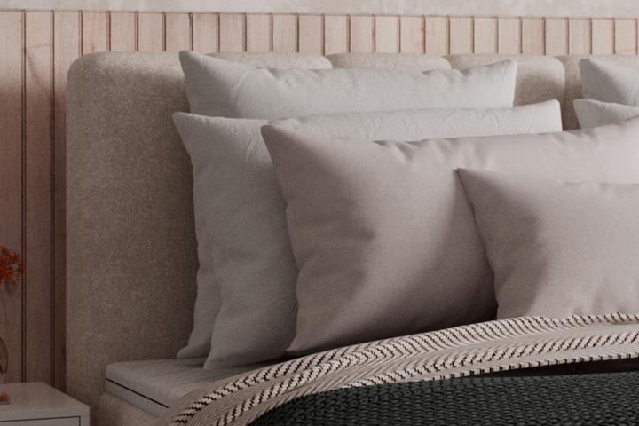 Boxbett Creme Plüschoberfläche gepolstertes Kopfteil Karosteppung