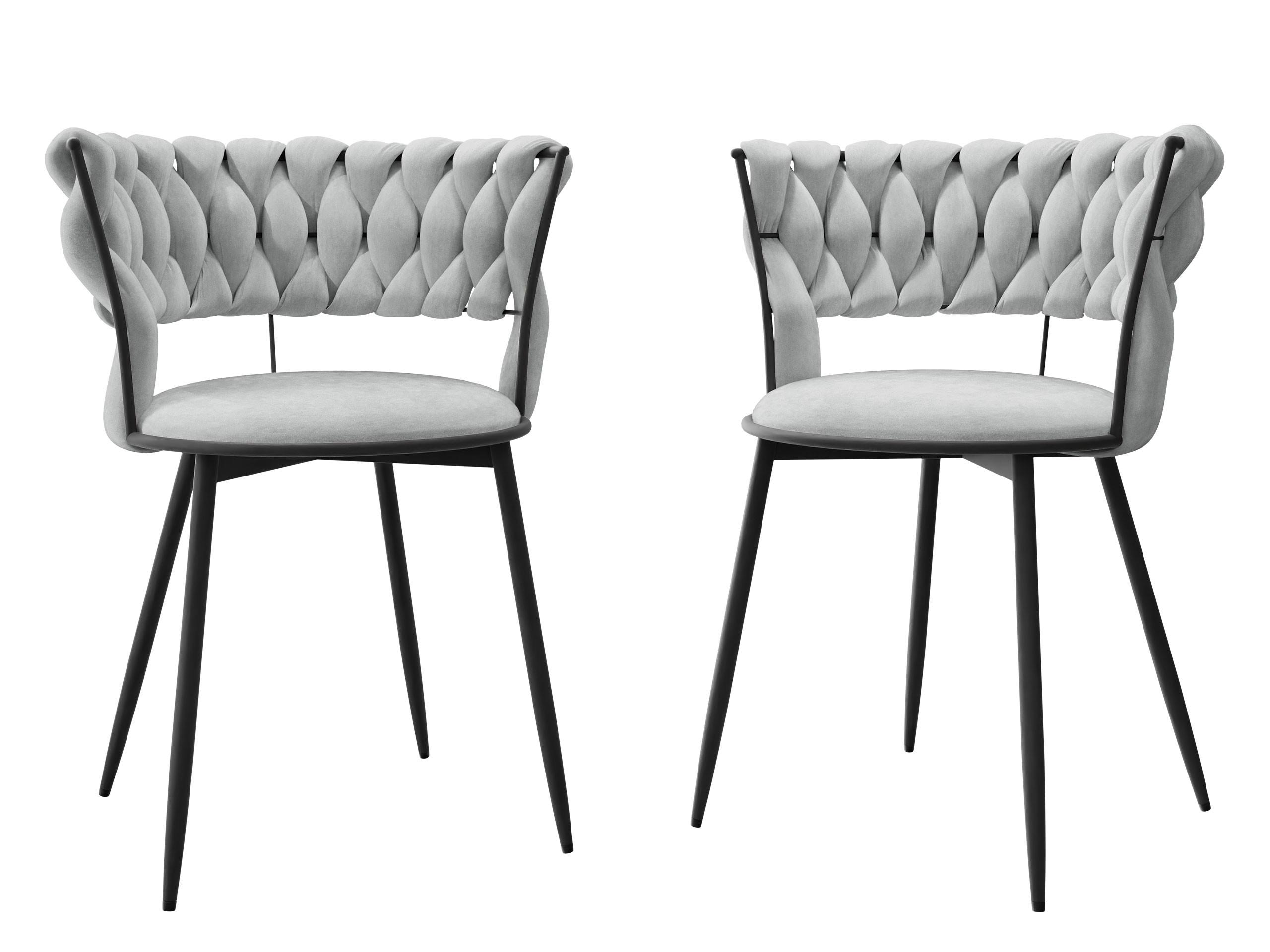 STUHL 2er-Set Muz DC-1141/BK (2 Stück in Samt) - Schwarz/Grau, Textil/Metall (57/74/52cm) - MIRJAN24
