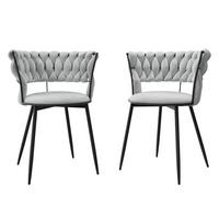 STUHL 2er-Set Muz DC-1141/BK (2 Stück in Samt) - Schwarz/Grau, Textil/Metall (57/74/52cm) - MIRJAN24