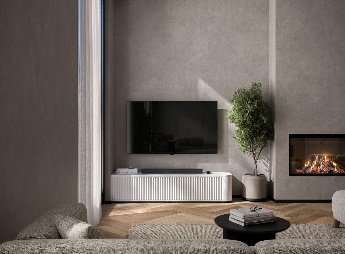 TV-LOWBOARD Aurora Weiß matt 140 cm mit niedrigen Füße - Weiß, Holzwerkstoff (140/31/35cm) - Meble Lindner