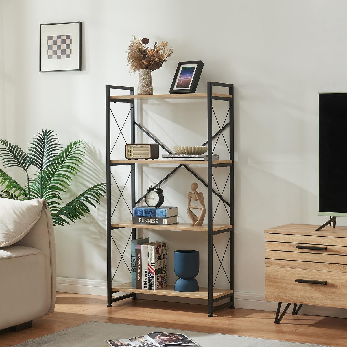 STANDREAGL Skørping - Eichefarben/Schwarz, Holzwerkstoff/Metall (65/125/30cm) - [en.casa]