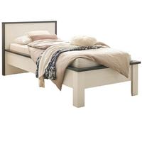 BETT weiß Pinie, anthrazit Landhaus, Einzelbett Liegefläche 90 x 200 cm - Anthrazit/Weiß, Holzwerkstoff (90/200cm) - Furn.Design
