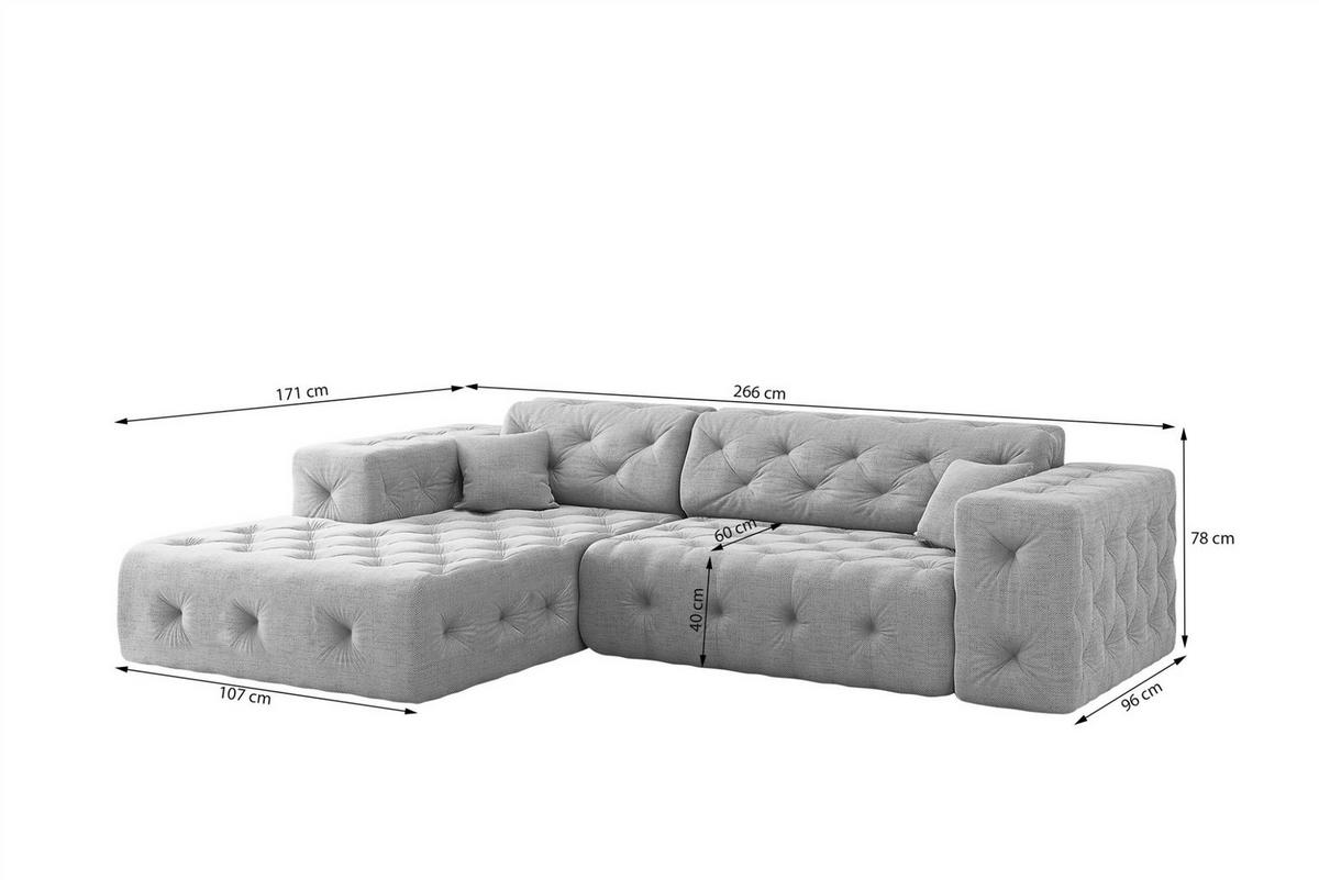 ECKSOFA Chantal In Moly - Grün, Holzwerkstoff/Textil (266/171cm) - Fun Möbel