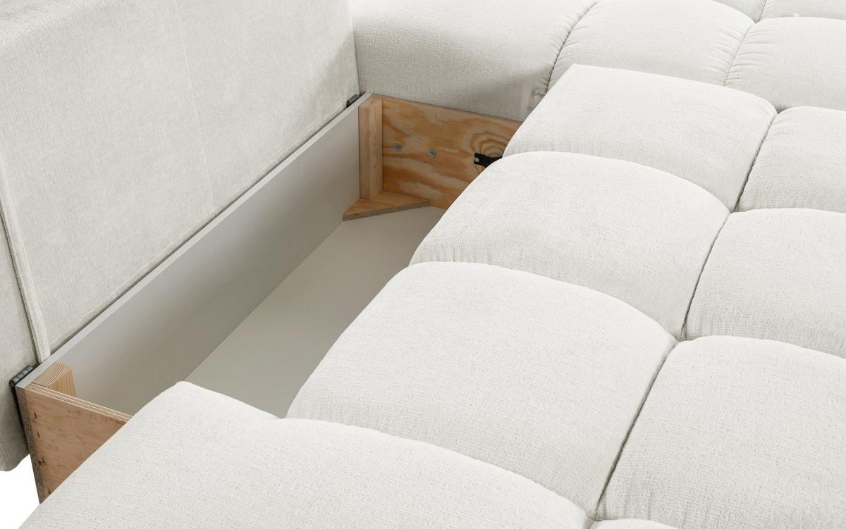 ECKSOFA L Form Hosio Cremefarbton 286/177/88 cm Rechts mit Schlaffunktion - Hellgrau/Schwarz, Kunststoff/Textil (286/177cm) - AX Living