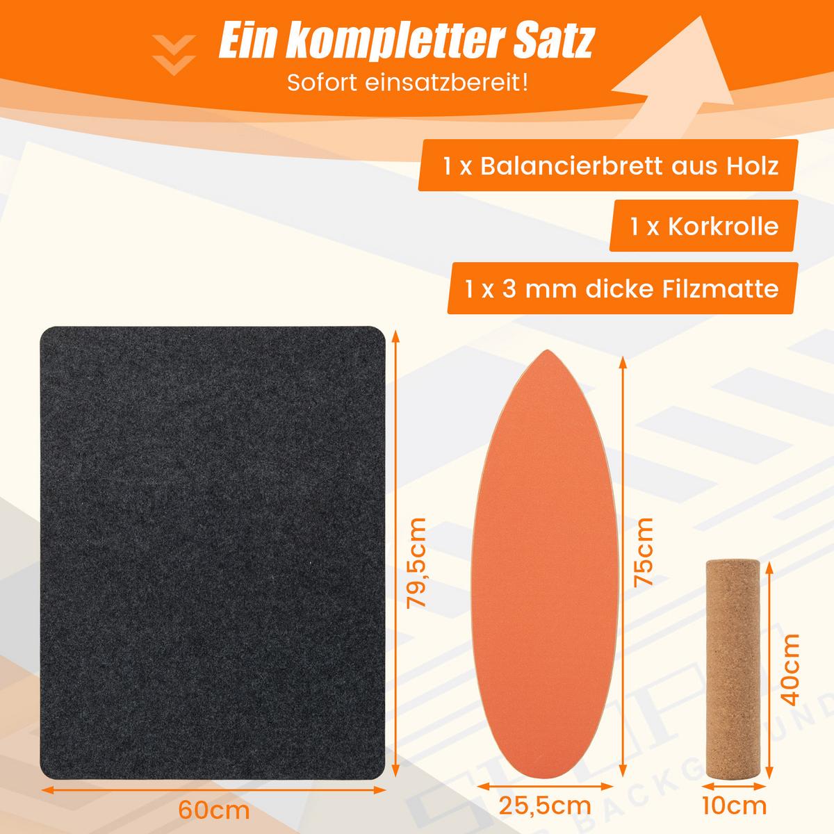 BALANCIERBRETT Orange - Orange, Holz (82/28cm) - COSTWAY