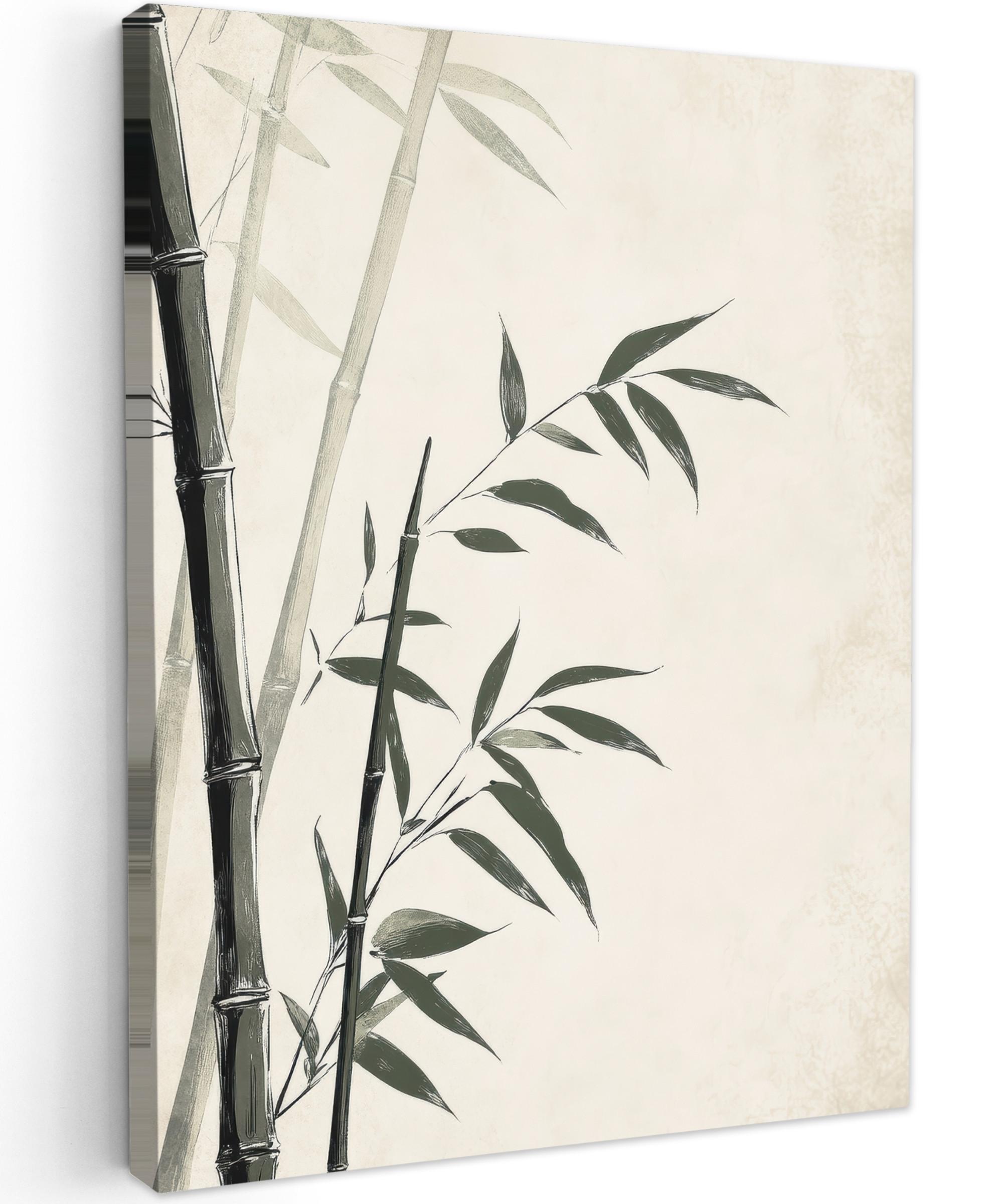 LEINWANDBILD Japandi - Bambus - Beige Room Decor 30x40 cm - Eukalyptusholzfarben, Textil (30/40cm) - MuchoWow