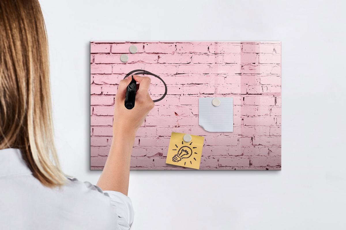 MAGNETTAFEL 60x40 Ziegelmauer - Pink, Glas (60/40/0.4cm) - TULUP
