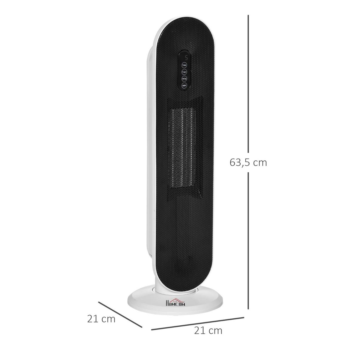 HEIZGERÄT Heizlüfter 2000W Heizturm mit Fernbedienung Oszillation Kunststoff - Weiß, Kunststoff (21/63.5/21cm) - HOMCOM