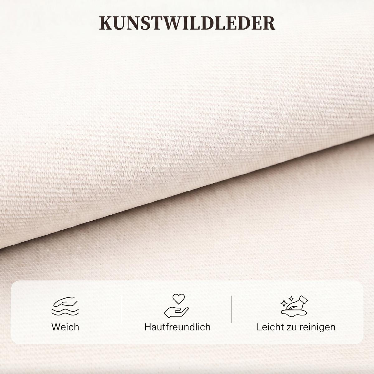 SCHLAFSOFA Veloursbezug Cremeweiß - Creme/Weiß, Holzwerkstoff/Kunststoff (140/86/250cm) - HOMCOM