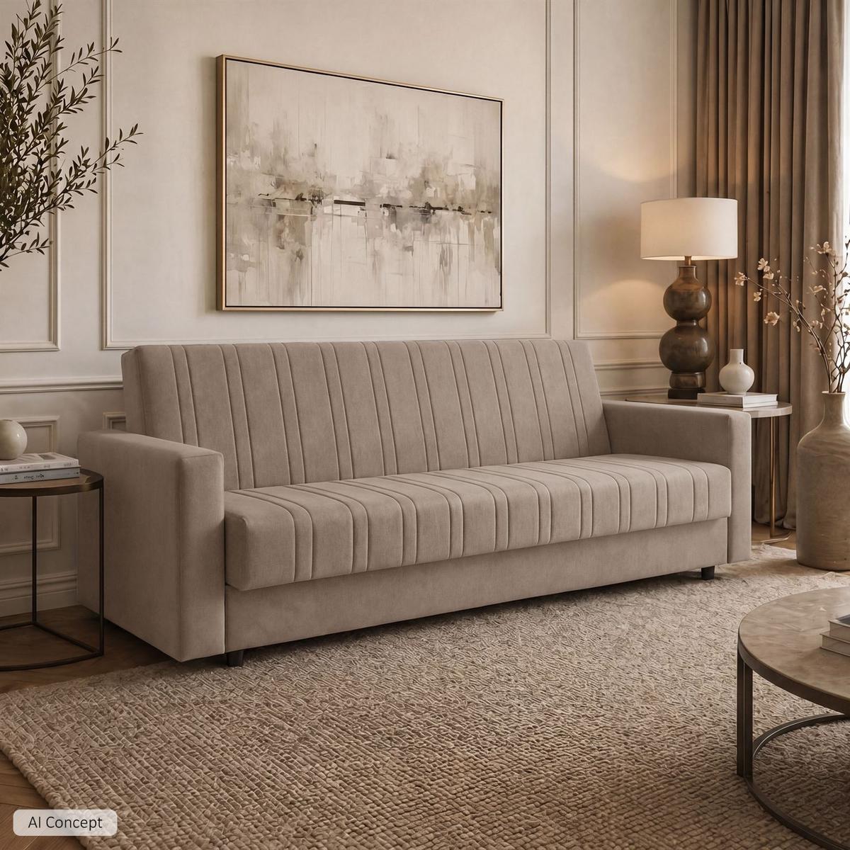 SCHLAFSOFA VERO MAX mit Schlaffunktion Castel 15 - Beige, Textil (191/88/90cm) - Lookway