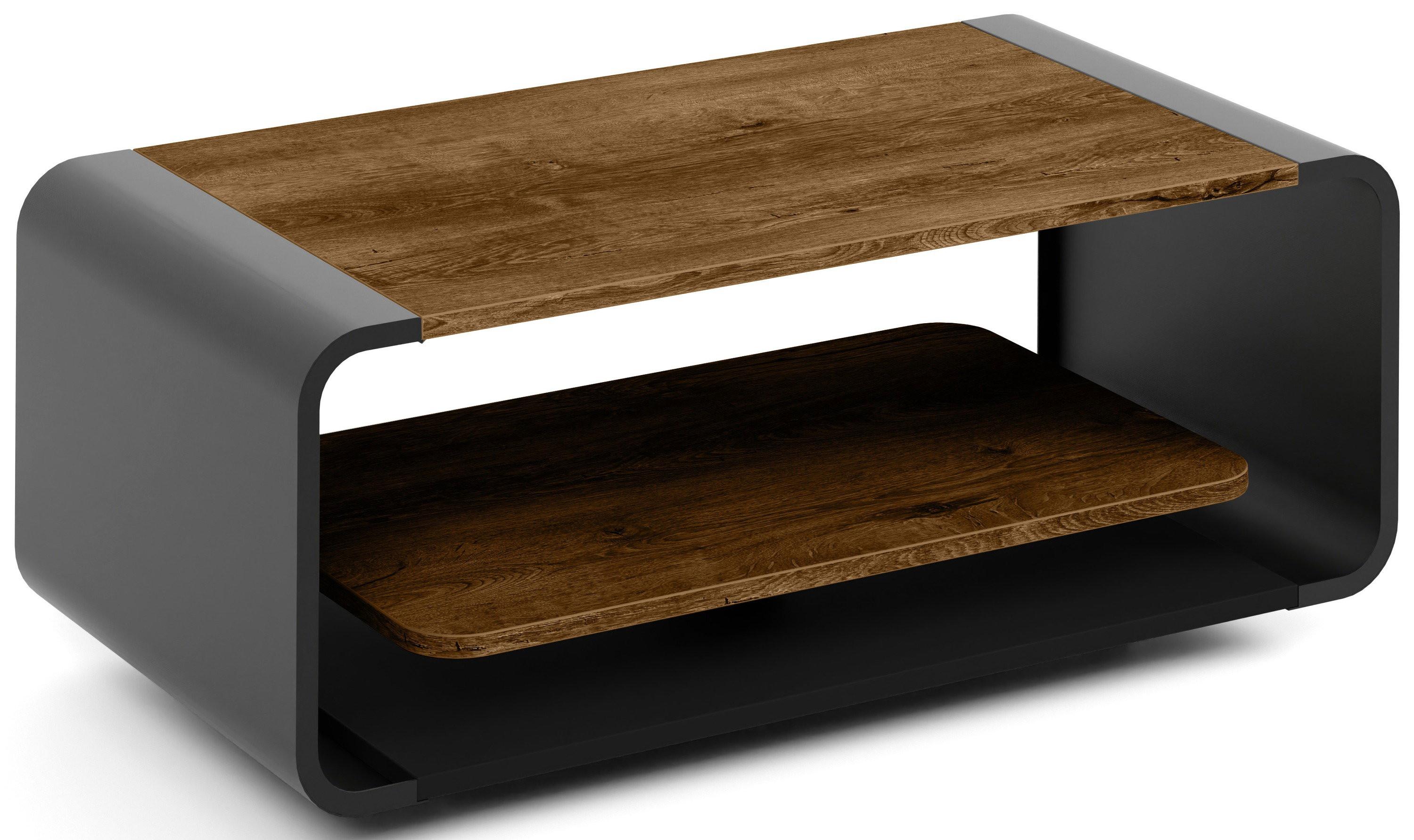 COUCHTISCH Sora in Lefkas Eiche mit abgerundetem schwarzem Metallgestell 100/50/41 cm - Alteiche/Schwarz, Holzwerkstoff (50/100/41cm) - WFL GROUP