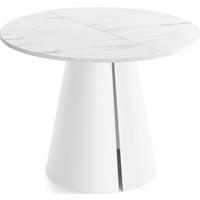 ESSTISCH Lamio runder ausziehbarer, Marmor Weiß 100-180/100/76 cm - Ecru/Weiß, Holzwerkstoff/Metall (100/176/76cm) - WFL GROUP