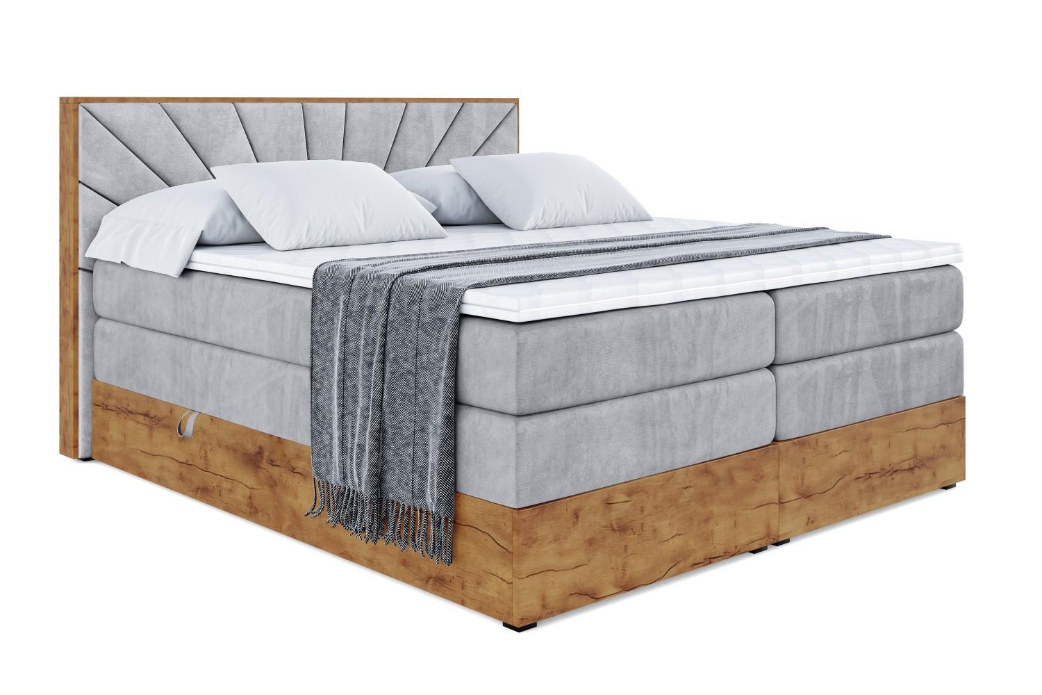 BOXSPRINGBETT mit Matratze H3|H4 und Lattenrost - LOLLI6 KING-160x200 - Grau Monolith - Grau, Holzwerkstoff (160/200cm) - ALTDECOR
