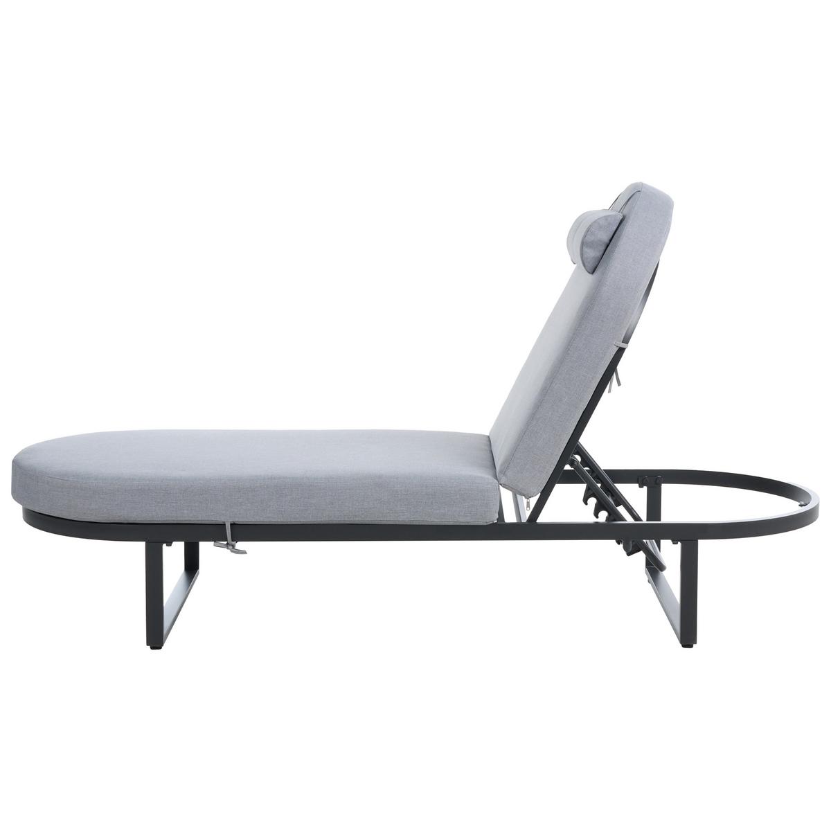SONNENLIEGE mit Kissen Metall Grau Roncolo - Dunkelgrau/Schwarz, Metall (128/40/70cm) - Beliani