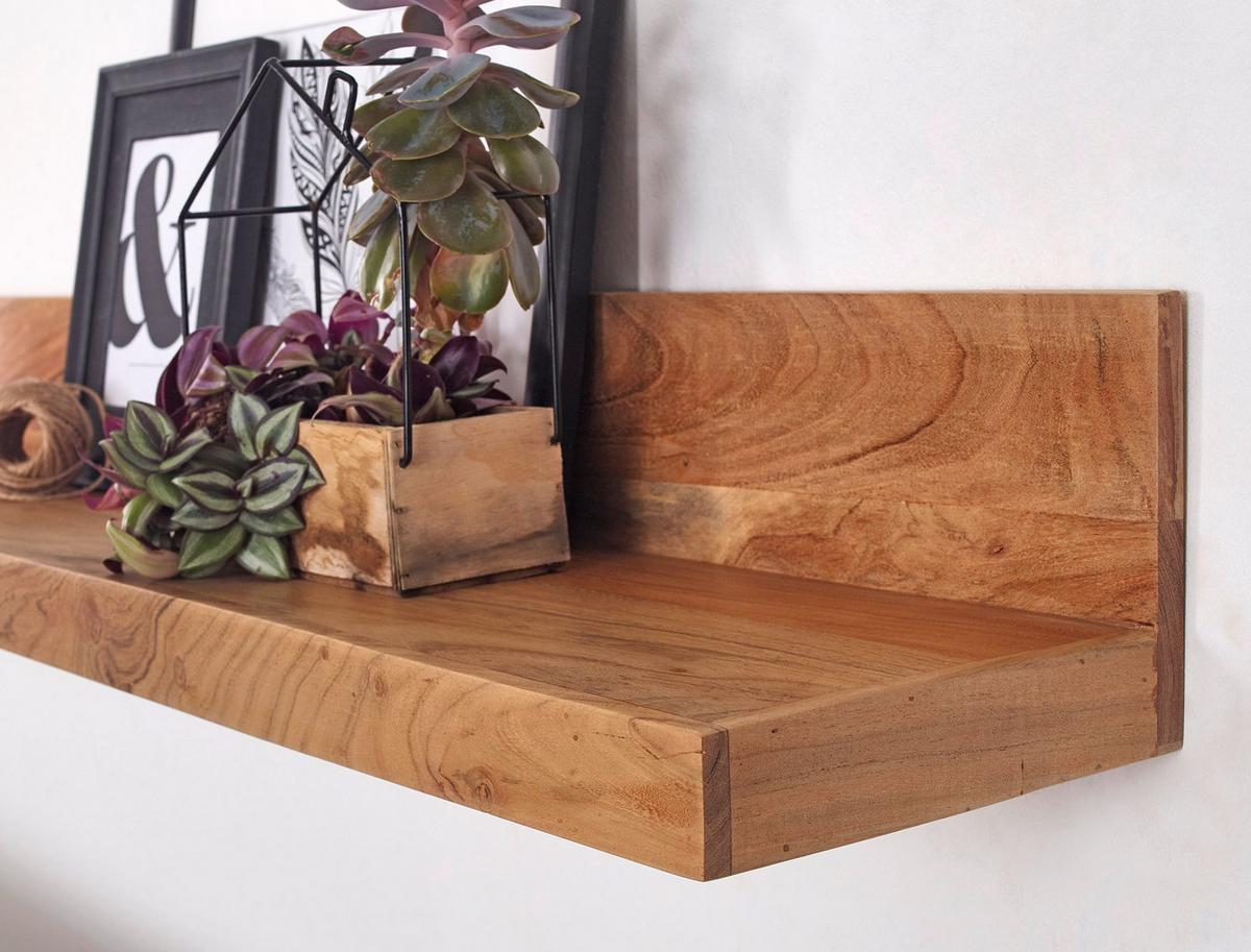 WANDREGAL MUMBAI Massivholz Hängend Landhausstil, Akazie 60x23x17 cm - Akaziefarben, Holz (60/17/23cm) - KADIMA DESIGN