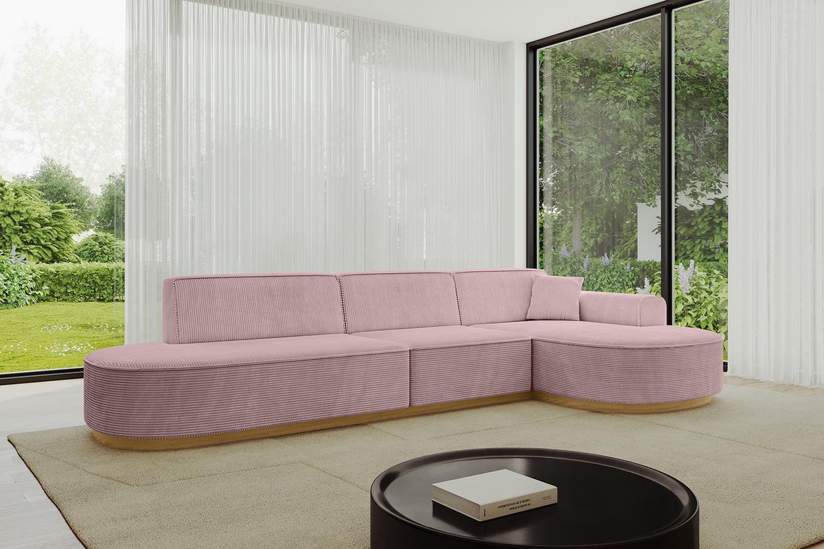 ECKSOFA Ottomane Rechts MARI-L2-v2 - 328x171x83 cm Rosa Cord - Rosa, Holzwerkstoff/Textil (171/328cm) - ALTDECOR