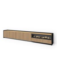 LOWBOARD, Eiche und Schwarz, 310/37/50cm, Elektrokamin, Led - Eichefarben, Holzwerkstoff (310/50/37cm) - Skraut Home